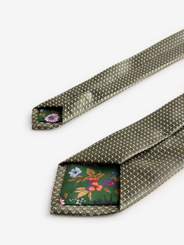 Olive Green Textured Tie - Image 6 of 6