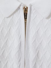 Reiss White Rizzo 9-13 yrs Half-Zip Knitted Polo Shirt - Image 4 of 4