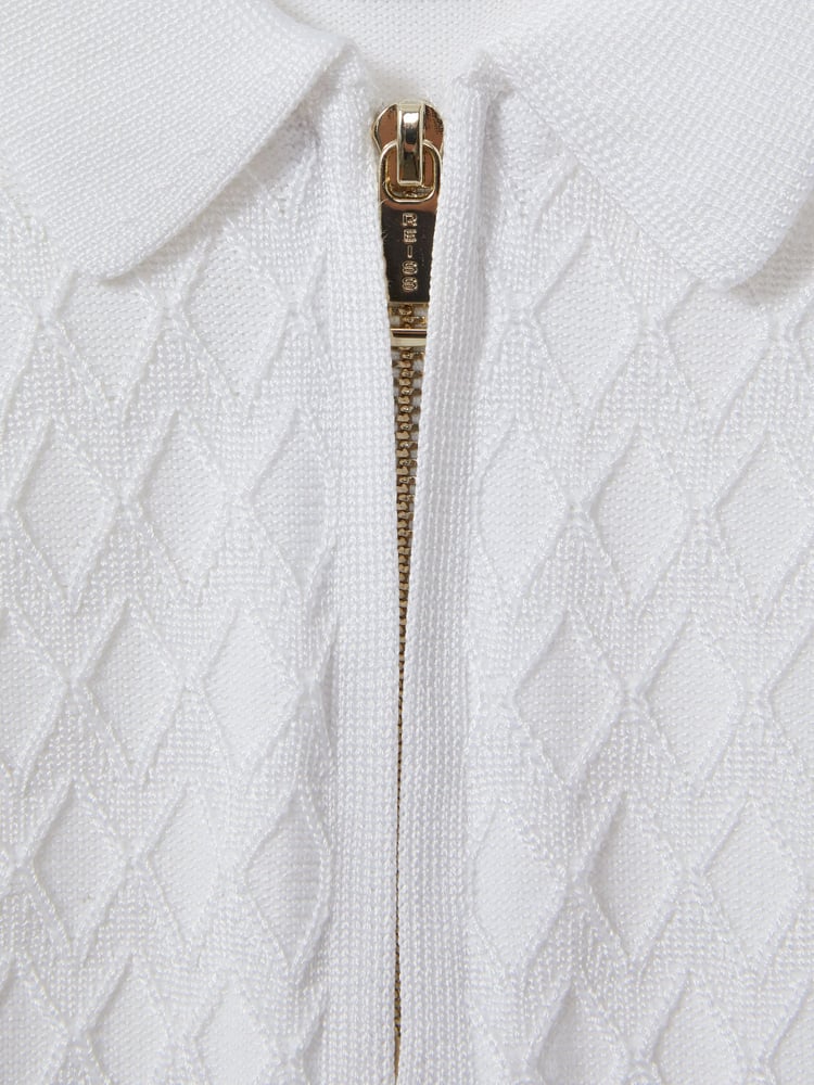 Reiss White Rizzo 9-13 yrs Half-Zip Knitted Polo Shirt - Image 4 of 4