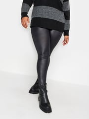 Yours Curve Black Wet Look Leggings - Image 2 of 5