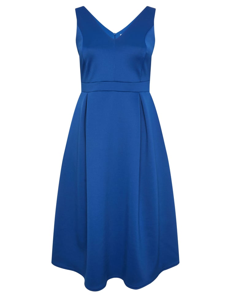 Yours Curve Blue London V-Neck Pleated Dress - Image 5 of 5