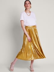 Monsoon Gold Mia Pleated Skirt - Image 1 of 4