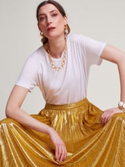 Monsoon Gold Mia Pleated Skirt - Image 2 of 4