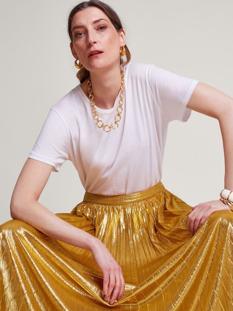 Monsoon Gold Mia Pleated Skirt - Image 2 of 4