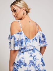 Your Curve White Floral Print Ruffle Hem Dress - Image 5 of 5