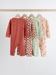 Green/Orange Floral 4 Pack Baby Footless Sleepsuits (0mths-3yrs) - Image 2 of 14