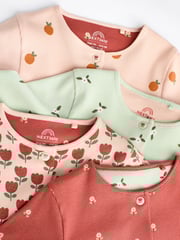 Green/Orange Floral 4 Pack Baby Footless Sleepsuits (0mths-3yrs) - Image 9 of 14