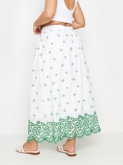 Yours Curve Green Broderie Shirred Waist Skirt - Image 3 of 6