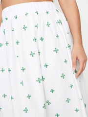 Yours Curve Green Broderie Shirred Waist Skirt - Image 4 of 6
