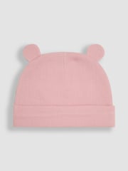 JoJo Maman Bébé Pink Rib 2-Pack Baby Hats - Image 2 of 3