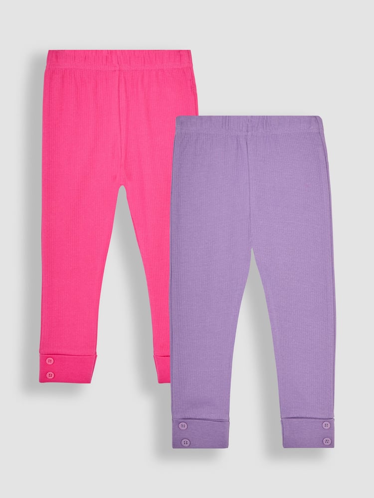 JoJo Maman Bébé Lilac Purple 2-Pack Rib Leggings - Image 1 of 7