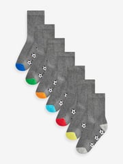 Grey Football Cotton Rich Cushioned Socks 7 Pack - Image 1 of 8