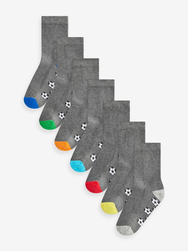 Grey Football Cotton Rich Cushioned Socks 7 Pack - Image 1 of 8