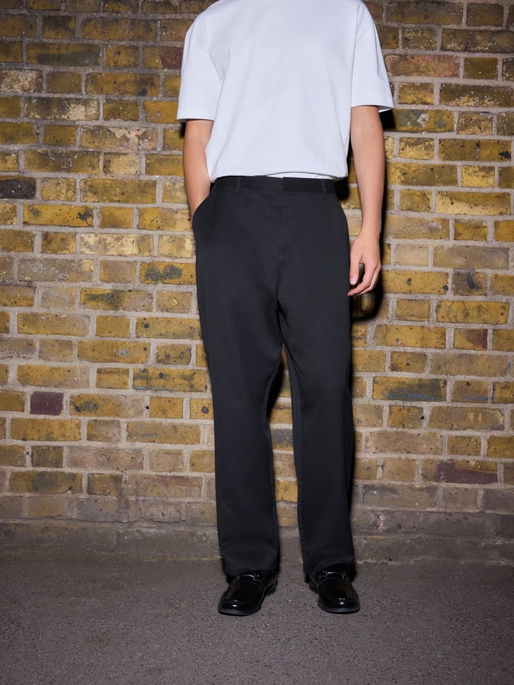 Black Wide Leg Fit Plain Front Smart Trousers - Image 2 of 8 Black Wide Leg Fit Plain Front Smart Trousers - Image 2 of 8
