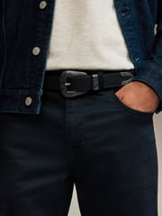 Black Faux Leather Western Buckle Belt - Image 1 of 3