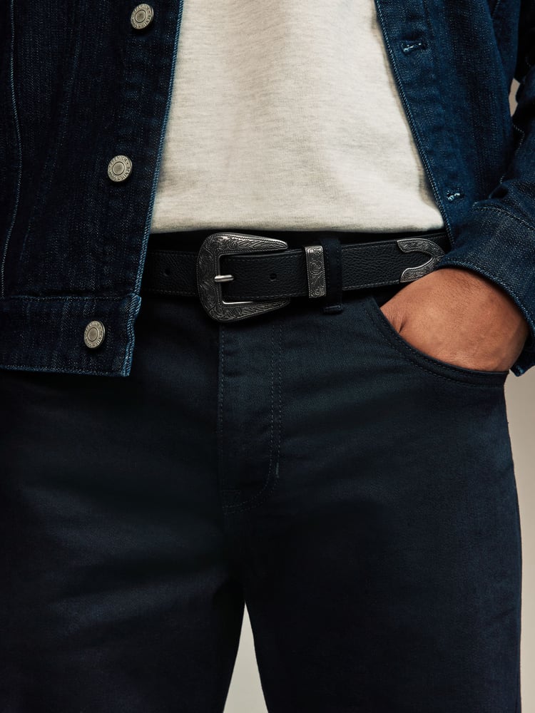 Black Faux Leather Western Buckle Belt - Image 1 of 3