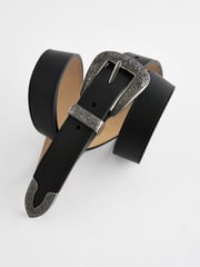 Black Faux Leather Western Buckle Belt - Image 3 of 3