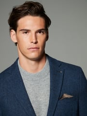 Blue Regular Fit Wool Rich Herringbone Blazer - Image 4 of 11