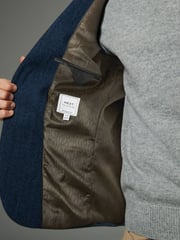 Blue Regular Fit Wool Rich Herringbone Blazer - Image 5 of 11