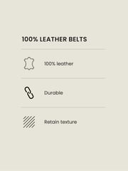 Brown/Cream Geometric Stitch Detail Leather Belt - Image 4 of 4