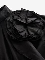 Black Corsage Long Sleeve Ruffle Blouse - Image 6 of 7