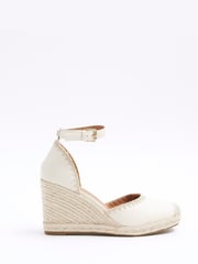 River Island Cream Leopard Espadrille Wedge Sandals - Image 1 of 4