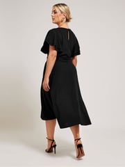 Yours Curve Black London Buckle Dipped Hem Midi Dress - Image 3 of 5