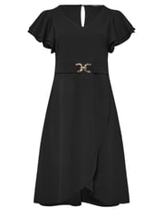 Yours Curve Black London Buckle Dipped Hem Midi Dress - Image 5 of 5