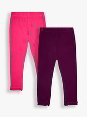 JoJo Maman Bébé Plum Purple 2-Pack Rib Leggings - Image 1 of 7