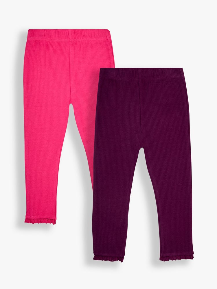 JoJo Maman Bébé Plum Purple 2-Pack Rib Leggings - Image 1 of 7