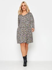 Yours Curve Purple Ditsy Floral Mini Dress - Image 2 of 4