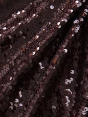 Chocolate Brown Rochelle Long Sleeve Sequin Collar Mini Dress - Image 6 of 6