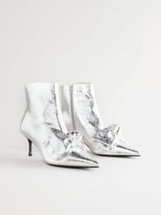 Silver Forever Comfort® Bow Detail Skinny Heeled Boots - Image 10 of 11