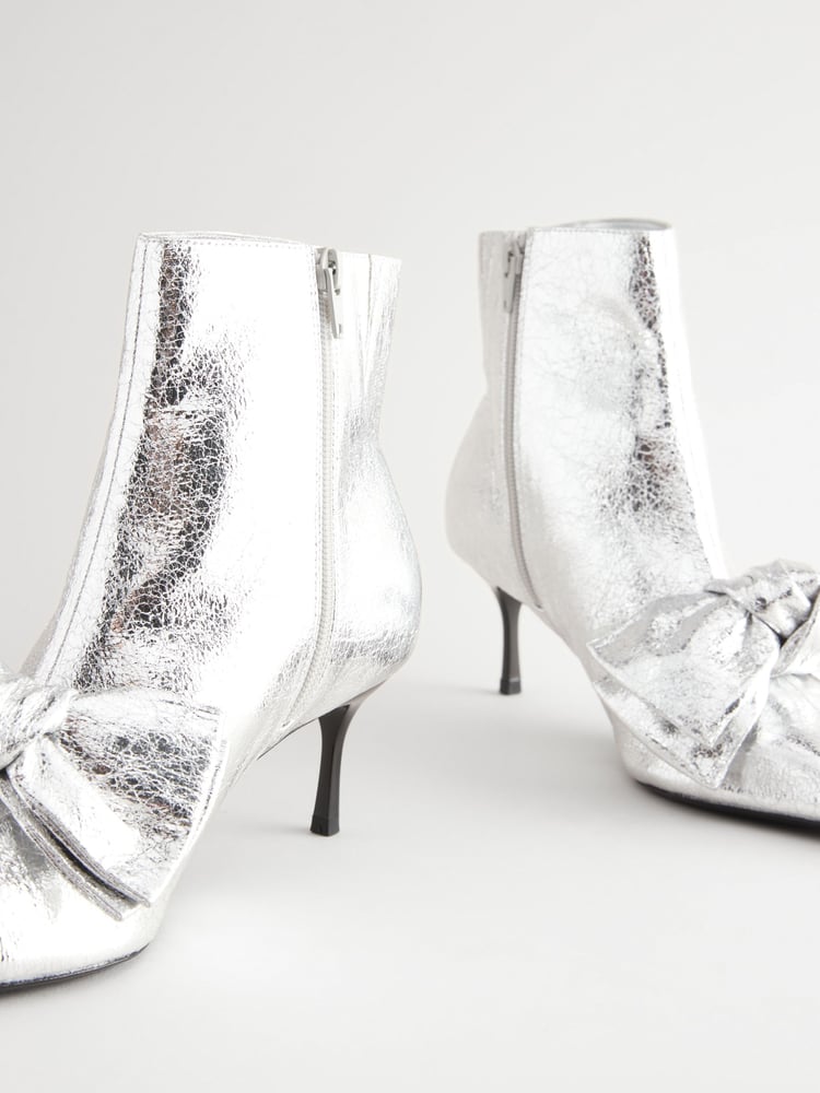 Silver Forever Comfort® Bow Detail Skinny Heeled Boots - Image 11 of 11