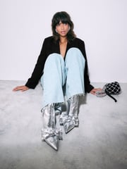 Silver Forever Comfort® Bow Detail Skinny Heeled Boots - Image 2 of 11