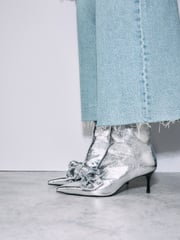 Silver Forever Comfort® Bow Detail Skinny Heeled Boots - Image 5 of 11