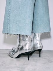 Silver Forever Comfort® Bow Detail Skinny Heeled Boots - Image 6 of 11