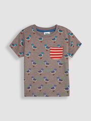JoJo Maman Bébé Mocha Duck Print And Stripe T-Shirts 2 Pack - Image 4 of 5