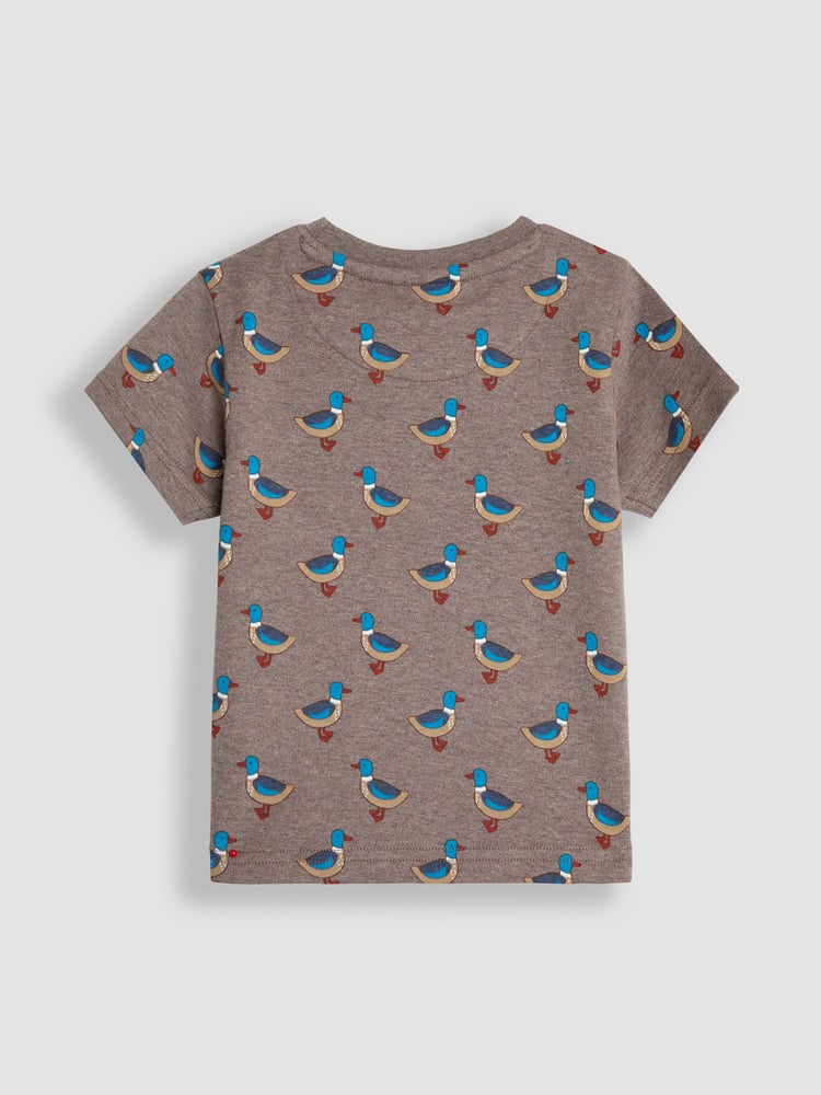 JoJo Maman Bébé Mocha Duck Print And Stripe T-Shirts 2 Pack - Image 5 of 5
