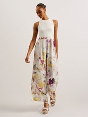Ted Baker White Tirsso Rib Knit Bodice Mockable Jumpsuit - Image 1 of 5