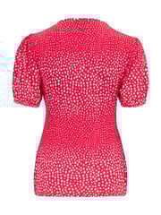 Pour Moi Red & White Birdie Square Neck Slinky Puff Sleeve Stretch Top - Image 4 of 4