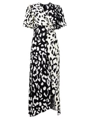 Joe Browns Black Animal Print Silky Wrap Midi Dress - Image 6 of 6