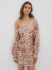 Halston Off-The-Shoulder Sequin Mini Dress - Image 1 of 6