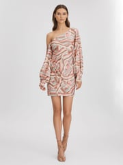 Halston Off-The-Shoulder Sequin Mini Dress - Image 3 of 6