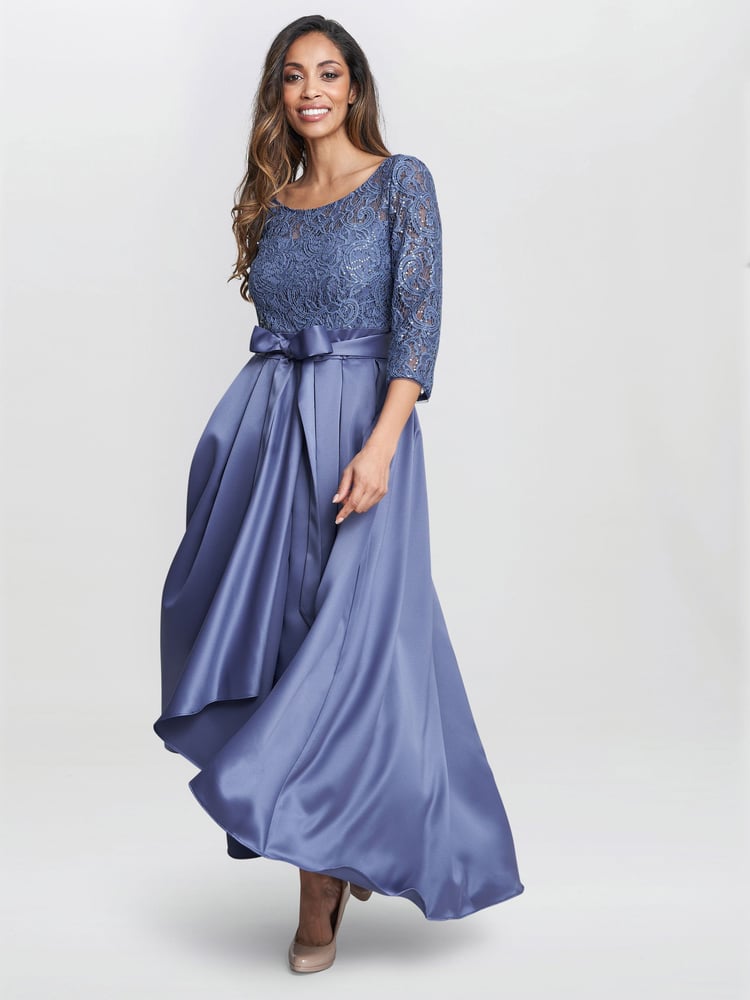 Gina Bacconi Blue Leona Sequin Lace Dress - Image 1 of 6