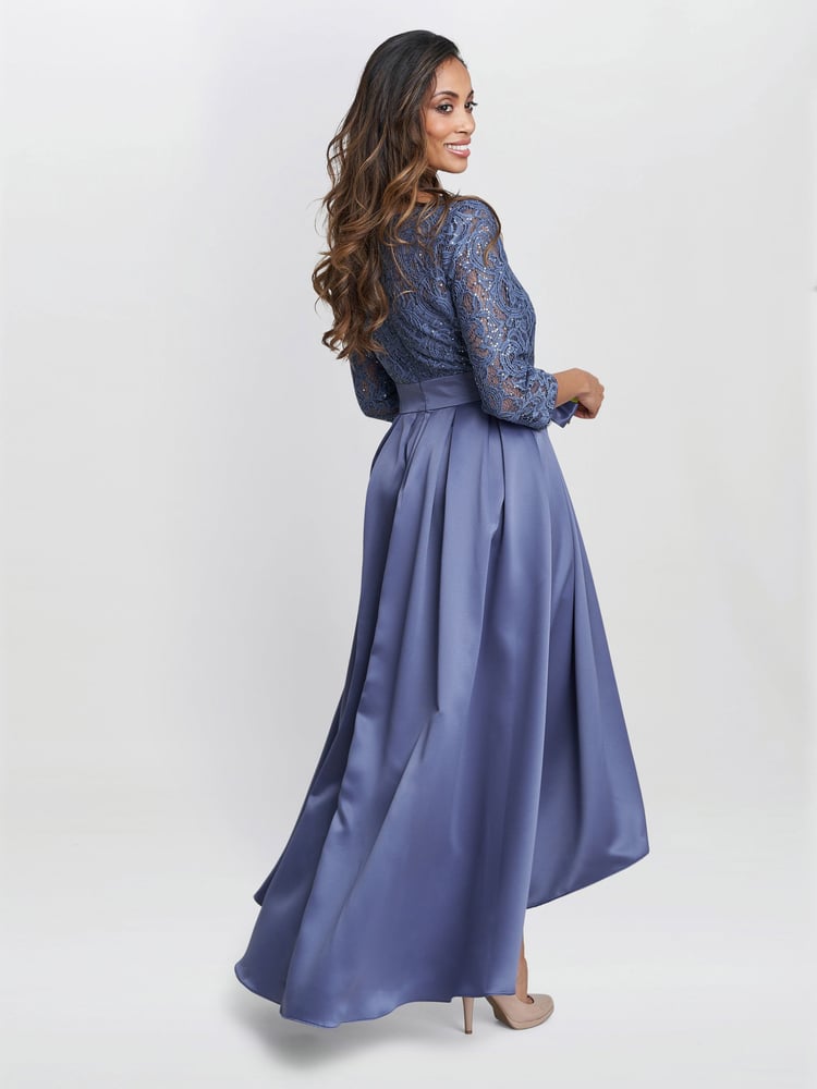 Gina Bacconi Blue Leona Sequin Lace Dress - Image 2 of 6