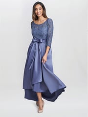 Gina Bacconi Blue Leona Sequin Lace Dress - Image 3 of 6