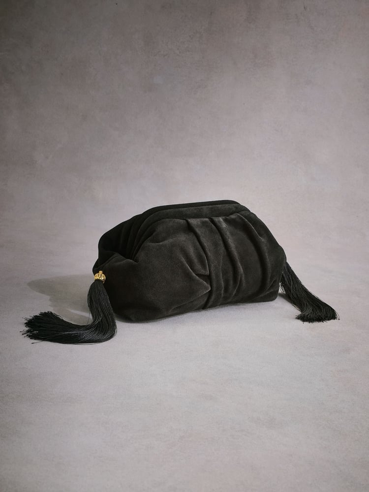 Black Tabitha Simmons Marija Leather Tassel Clutch Bag - Image 1 of 9