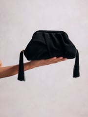 Black Tabitha Simmons Marija Leather Tassel Clutch Bag - Image 2 of 9