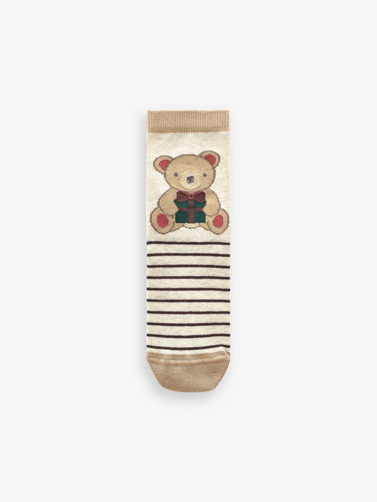 Neutral/Grey Cotton Rich Christmas Character Ankle Socks 3 Pack - Image 2 of 4